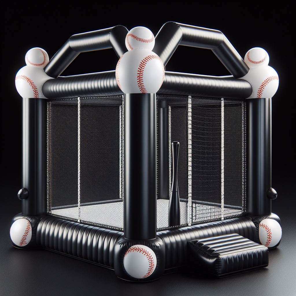 Baseball batting cage in use