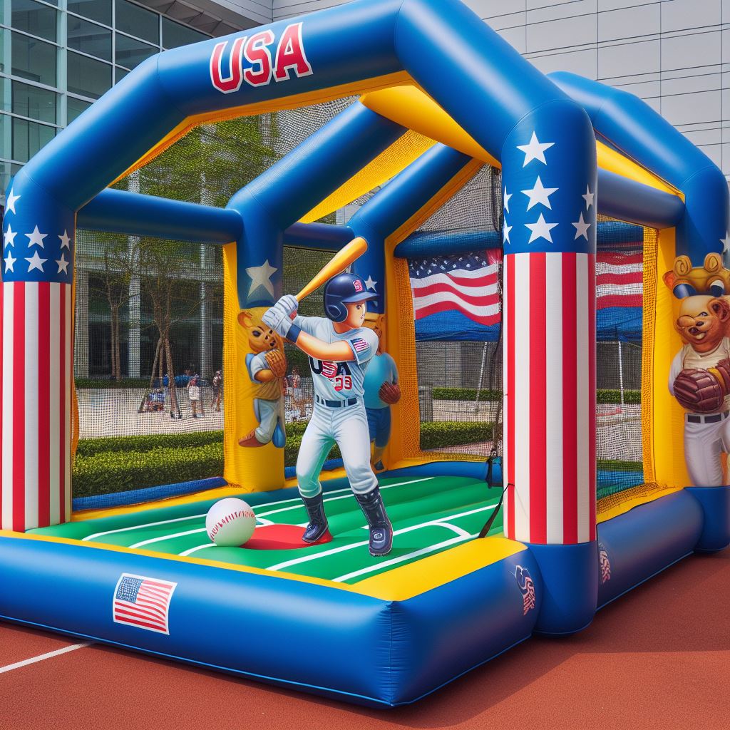 Compact inflatable baseball cage
