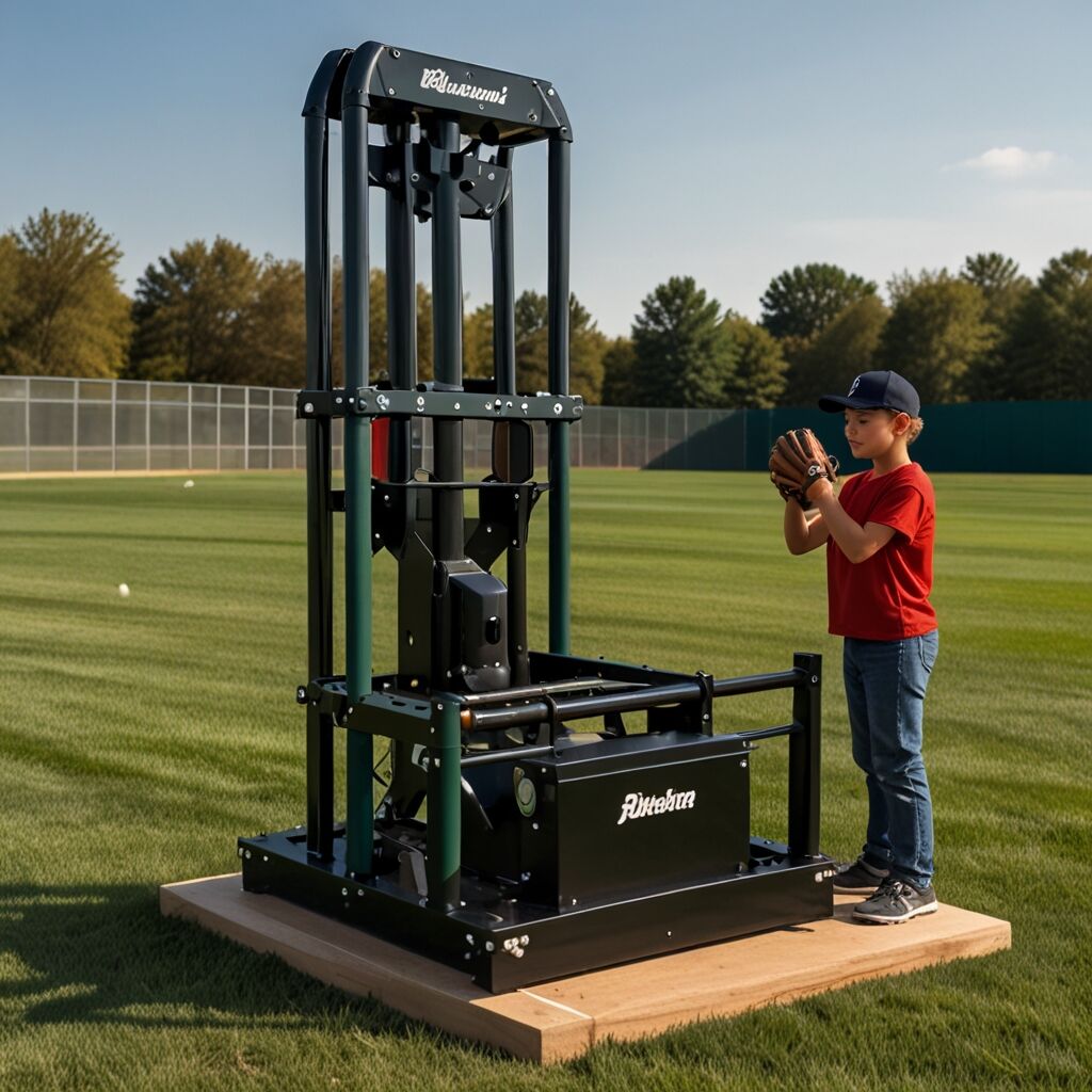 Close-up of pitching machine controls