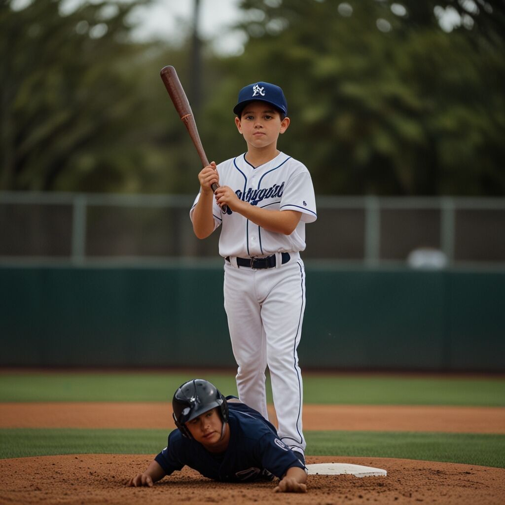 Bat in mid-air swing motion