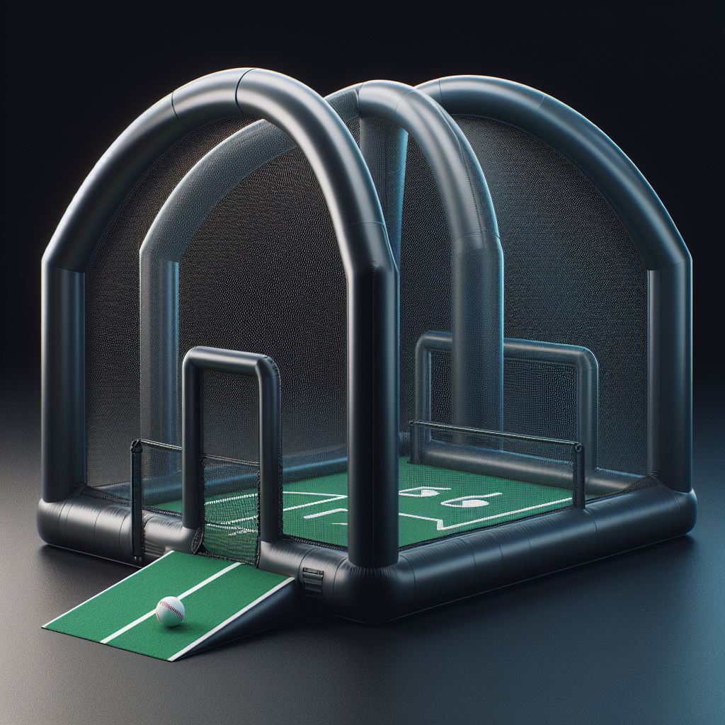 Player practicing pitching in cage